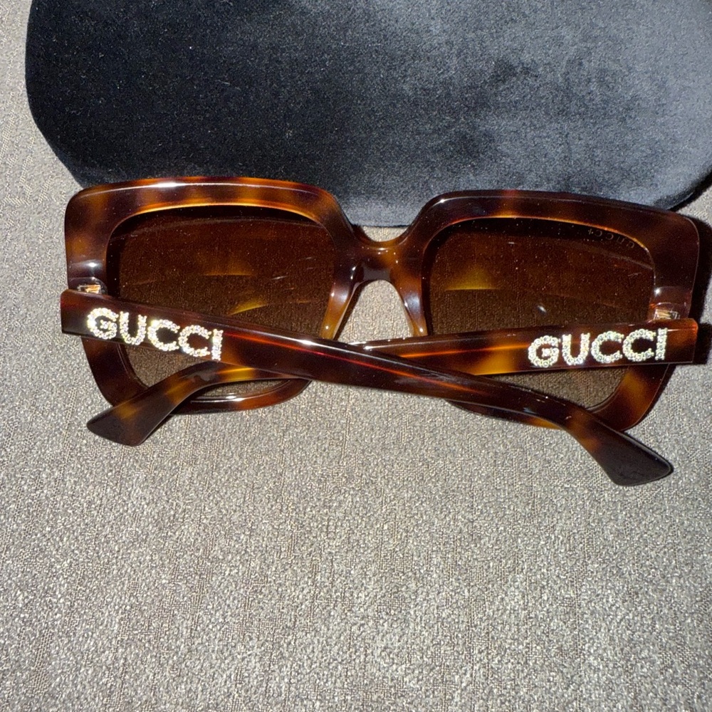 GUCCI Brown Havana Tortoiseshell Square Sunglasses - Picture 4 of 9
